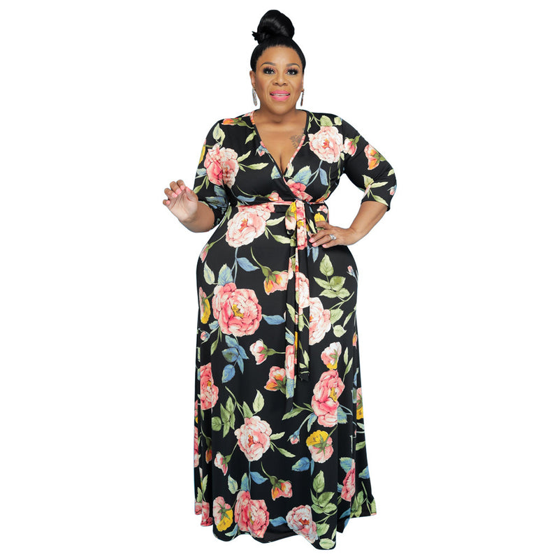 Nina Parker plus Size Dresses Sexy Fashion Floral Dress Beach Dress