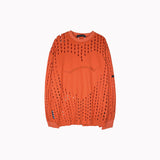 Mens Fall Outfits Retro High Street Heavy Industry Love Heart Loose Hole Long Sleeve T-shirt Couple's Tops