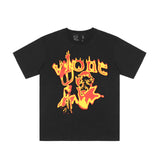 Skull Vlone Shirt Flame Covert One the Hades Factor Large V Print round Neck Loose Short Sleeves