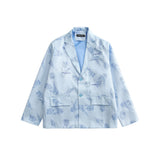 Men's Casual Suit Man Blzer Flower Full Print Blazer Loose Lapels Jacket Casual Small Suit