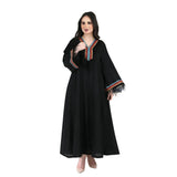 Nina Parker Black Dress Ribbon Feather Pleated Dress Muslim Robe