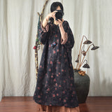 Emery Rose Dresses Loose Frog Buckle Robe Super Loose Floral Dress