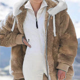 Women Winter Coats Autumn and Winter Loose Plush Zipper Hooded Jacket for Women