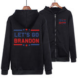 Let's Go Brandon Hoodie English Letters Fashion Hooded Zipper Sweatshirt