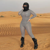 Summer Sexy Fashion Printed Long Sleeve Slim Casual Sports One-Piece Trousers For Women