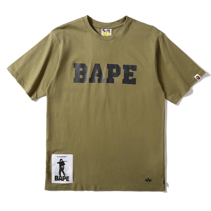 Shark Print T Shirt Summer Letter Print Camouflage Short Sleeve T-Shirt