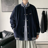 Corduroy Varsity Jacket Corduroy Baseball Uniform Coat Men's Spring and Autumn Embroidered Jacket Loose All-Matching Couple Top Clothes
