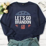 Let'S Go Brandon T Shirt Letter Sweater Round Neck Spring And Autumn Sweater Men And Women