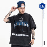 Preppy Aesthetic T Shirt Men's Spring and Summer Wash Short Sleeve T-shirt