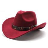 Cowboy Hats Belt Cowboy Hat Autumn and Winter Woolen Hat for Men and Women Fedora Hat