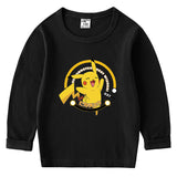 Children Pokemon Pikachu Hoodie Children's Cotton T-shirt for Spring and Autumn