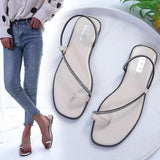Women Open Toe Sandals Flats Summer Plus Size Slippers Beach Shoes