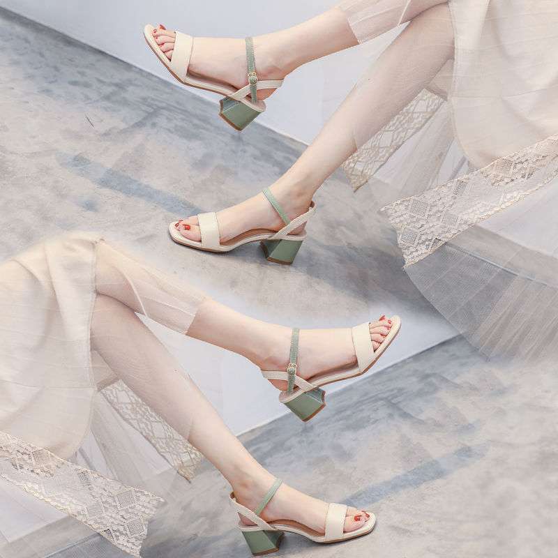 Nude Block Heel Peep Toe Sandals