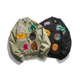 Black Varsity Jacket Autumn Drop Shoulder Badge Affixed Cloth Embroidered Baseball Jacket Jacket for Men