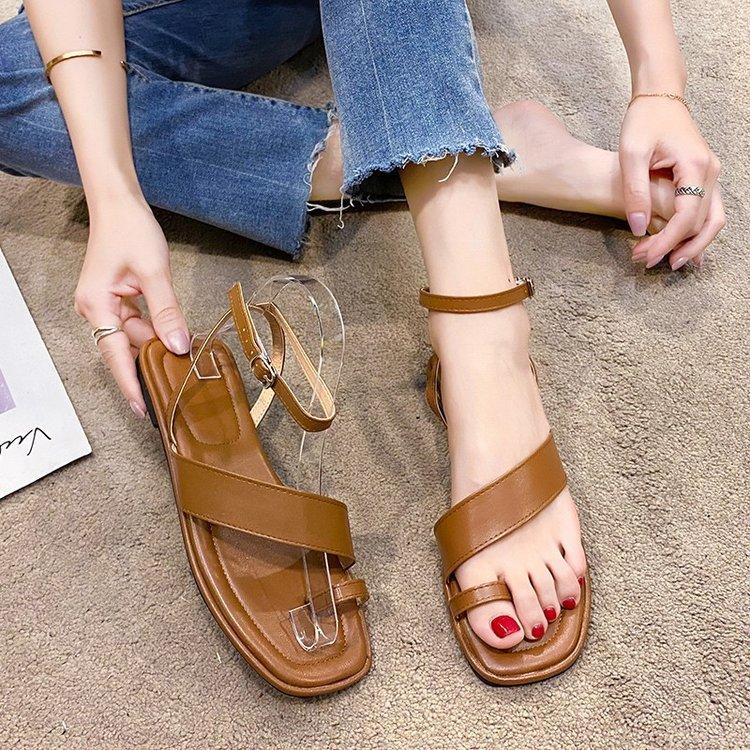 Women Open Toe Sandals Flats Summer Flat Heel Roman Fashion Cross Sandals
