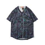 Baggy Baseball Jersey V-neck Vintage Baseball Jacket Men's and Women's Short-Sleeved T-shirt