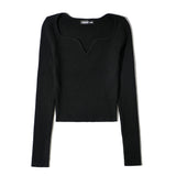Women Fall Fall Fall Six Colors Peach Collar Thread Knitted Vest Slim-Fit Crop-Top