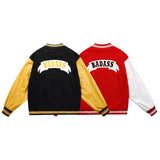 Yellow Varsity Jacket Vintage Baseball Uniform Jacket Men's and Women's Letter Badge Towel Embroidered Pu Sleeve Multicolor Jacket