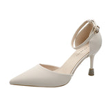 Nude Block Heels Closed Toe Sandals