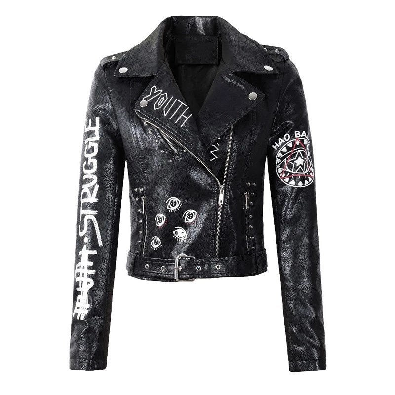 Punk Rock Jacket Spring Coat Leather Jacket Female Pu