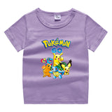 Children Pokemon Pikachu T Shirt Summer Short Sleeve Cotton Leisure Sports