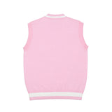Men Sweater Vest Love Embroidered Knitwear Vest Men's BF Idle Style V-neck Sweater Vest Sleeveless Pullover