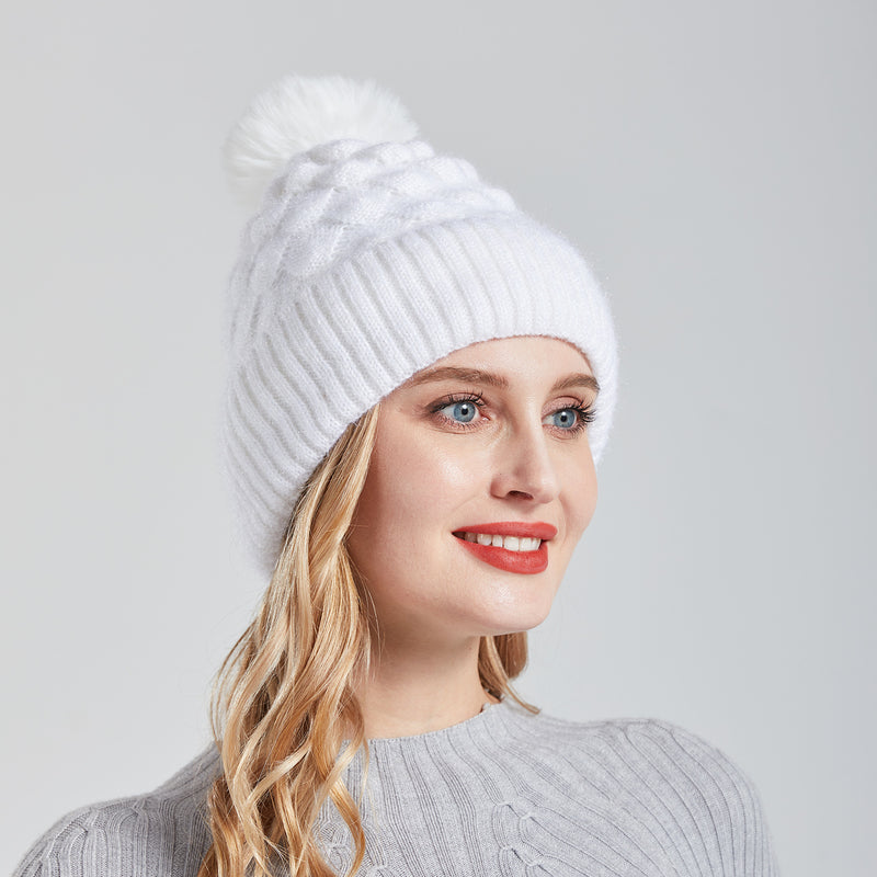 Women Winter Hats Winter Women Woolen Cap Solid Color Warm Knitted Hat