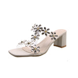 Nude Strappy Block Heels Summer High Heels