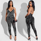 Party Pants Suits Summer Sexy Nightclub Mesh See-through Suspender Trousers Jumpsuit