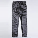 Mens Leather Pants Camouflage Young And Middle-Aged Leather Pants Men 'S Stretch Slim PU Leather Pants