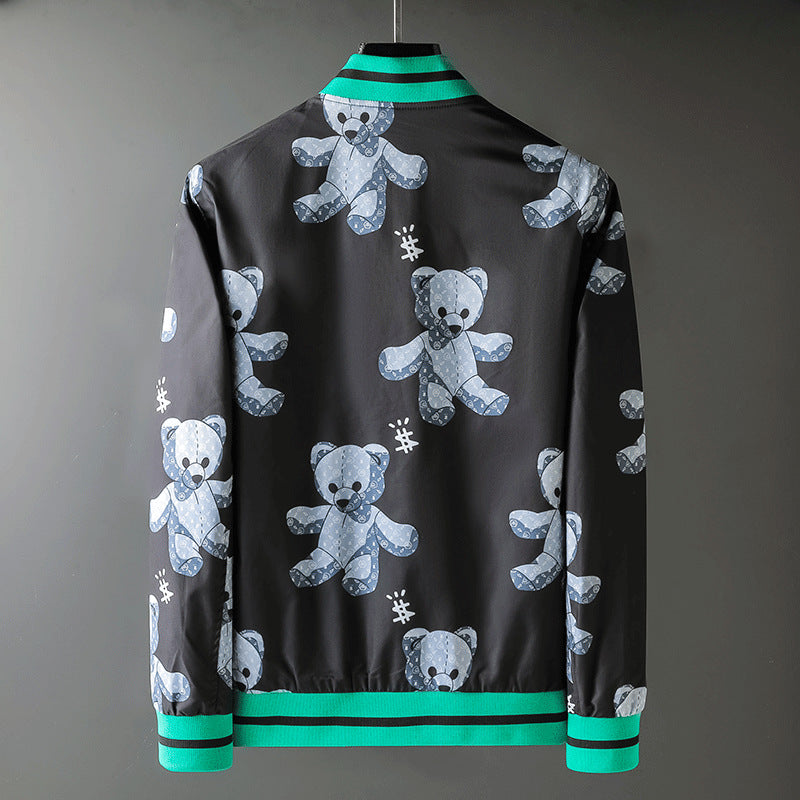 The Bears Varsity Jacket Men's Embroidered Jacket Men's Autumn and Winter Cartoon Bear Baseball Uniform Jacket Men