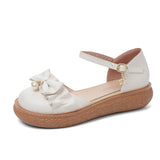 Flat Dress Sandals Spring/Summer Bow Buckle Sandals for Women