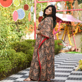 Nina Parker Black Dress Batwing Sleeve Gown Printed Dress Muslim Robe