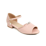 Flat Dress Sandals Summer Low Heel Peep Toe Buckle Sandals