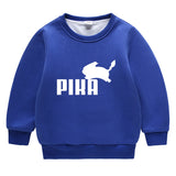 Children Pokemon Pikachu Hoodie Cold Protection Fleece Sweater Double-Layer Thickened