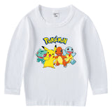 Children Pokemon Pikachu Hoodie Cotton round Neck Long Sleeve T-shirt