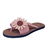 Women Open Toe Sandals Flats Summer Flower Flip Flops Flip-Flops Flip-Flops Casual Beach Slippers
