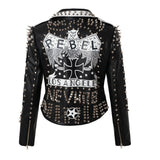 Women Leather Jacket Biker Motorcycle Coat Motorcycle Leather Coat Fashion Graffiti Rivet Jacket Coat