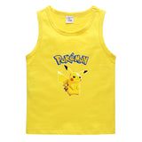 Children Pokemon Pikachu T Shirt Cotton Leisure Sweat Absorption Solid Color