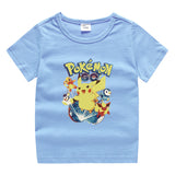 Children Pokemon Pikachu T Shirt Summer Clothing Short Sleeve T-shirt Cotton Leisure Sports