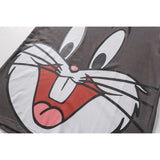Bugs Bunny Shirt Loose Casual Cartoon Gray Clothing for Men
