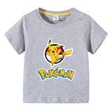 Children Pokemon Pikachu T Shirt Summer Short Sleeve T-shirt Cartoon Cotton Leisure Sports
