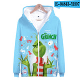 Grinch Hoodie 3D Color Printing Men's and Women's Zipper Sweater