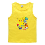Children Pokemon Pikachu T Shirt Cotton Leisure Sports Sweat-Absorbent Vest