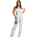 Party Pants Suits Pure Color Mesh See-through Pleated Vest Waist Pants Two-Piece Set for Women