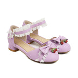 Flat Dress Sandals Spring/Summer Low Heel Round Toe Bowknot Buckle Sandals for Women