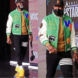 Green Varsity Jacket James Stadium Jacket Heavy Industry Full Embroidery Craft Baseball Sports Jacket Jacket