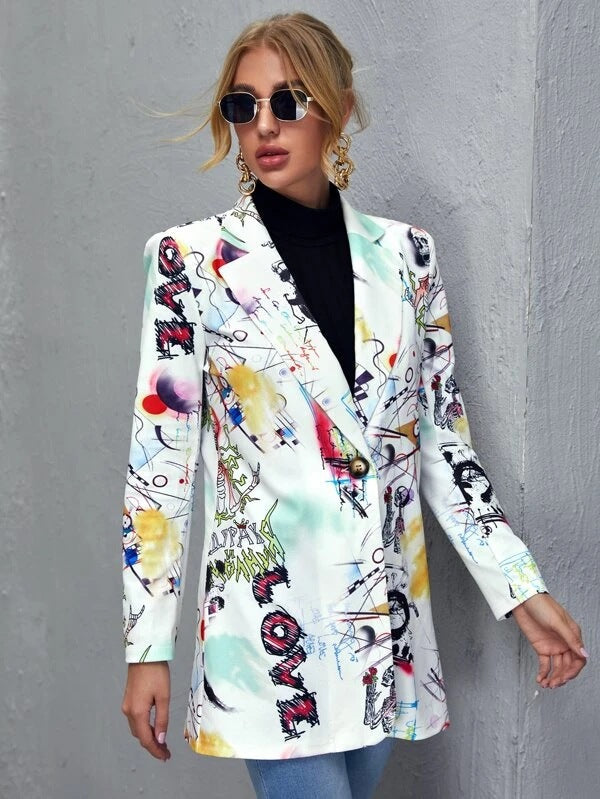 Boyfriend Floral Blzer Printed Women's Casual Small Suit Coat