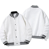 White Varsity Jacket Spring Coat Men's and Women's Couple Thin Stand Collar Jacket Baseball Uniform