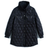 Women Winter Coats Puffer Jacket Down Coat Lapel Rhombus Flip Pocket Down Jacket Women's Autumn and Winter Warm Coat